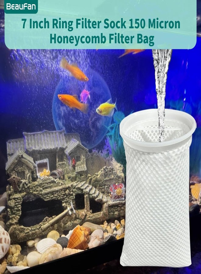 beaufan 7 Inch 2 Pack 150 Micron Honeycomb Filter Socks for Fish Tank, Aquarium Filter Sock 3D Honeycomb Design Filter Sock, Aquarium Filter Bags for Saltwater - Image 2